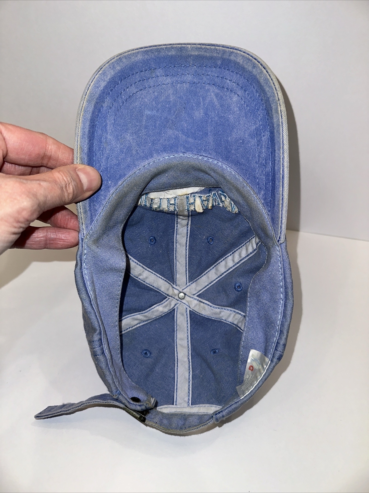 South Haven Michigan Hat Cap Washed Out Blue Strap Buckle Worn Unbranded