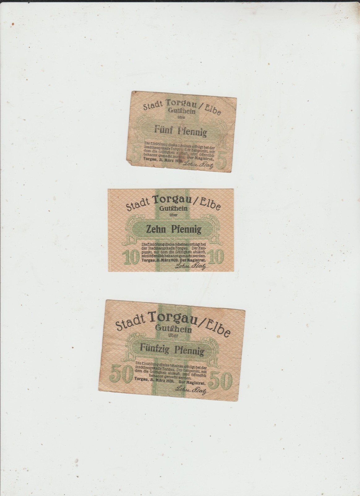TORGAU  THREE  NOTES  1920