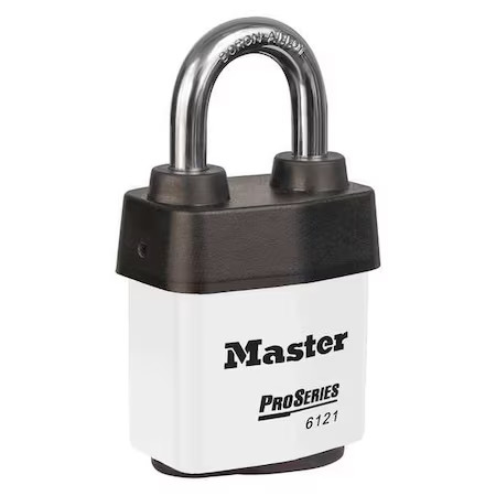 Master Lock 6121Kawht Lockout Padlock, Keyed Alike, Steel, White, 1 1/8 In