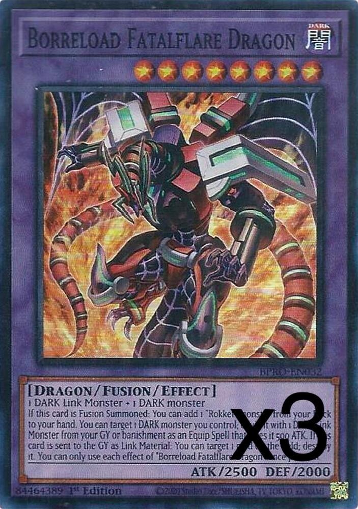 3X Yugioh Borreload Fatalflare Dragon BPRO-EN032 Super Rare 1st Edition NM