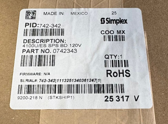Simplex 742-342 System Power Supply