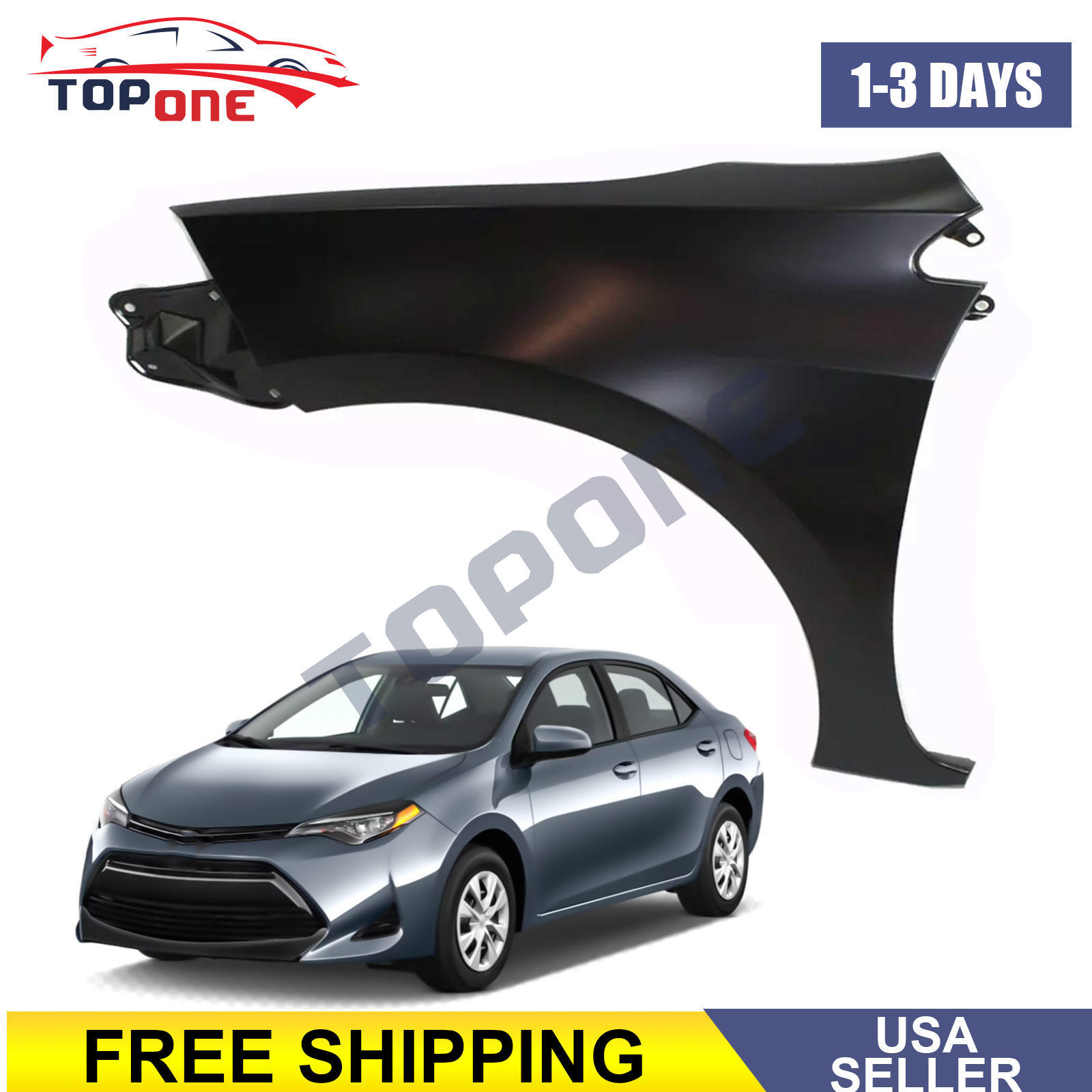 New Front Driver Side Fender Primed Steel For 2014-2019 Toyota Corolla TO1240248