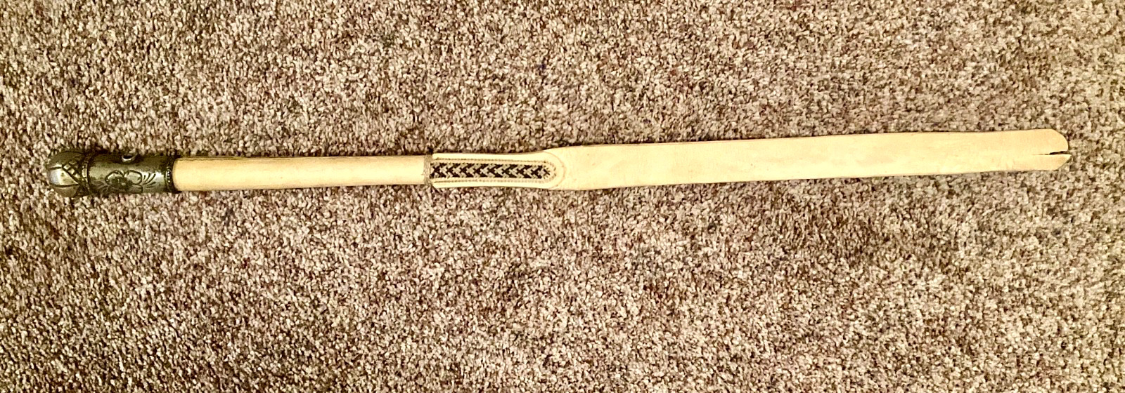 Antique Argentine GAUCHO REBENQUE Whip Alpaca Silver Handle Rawhide #937