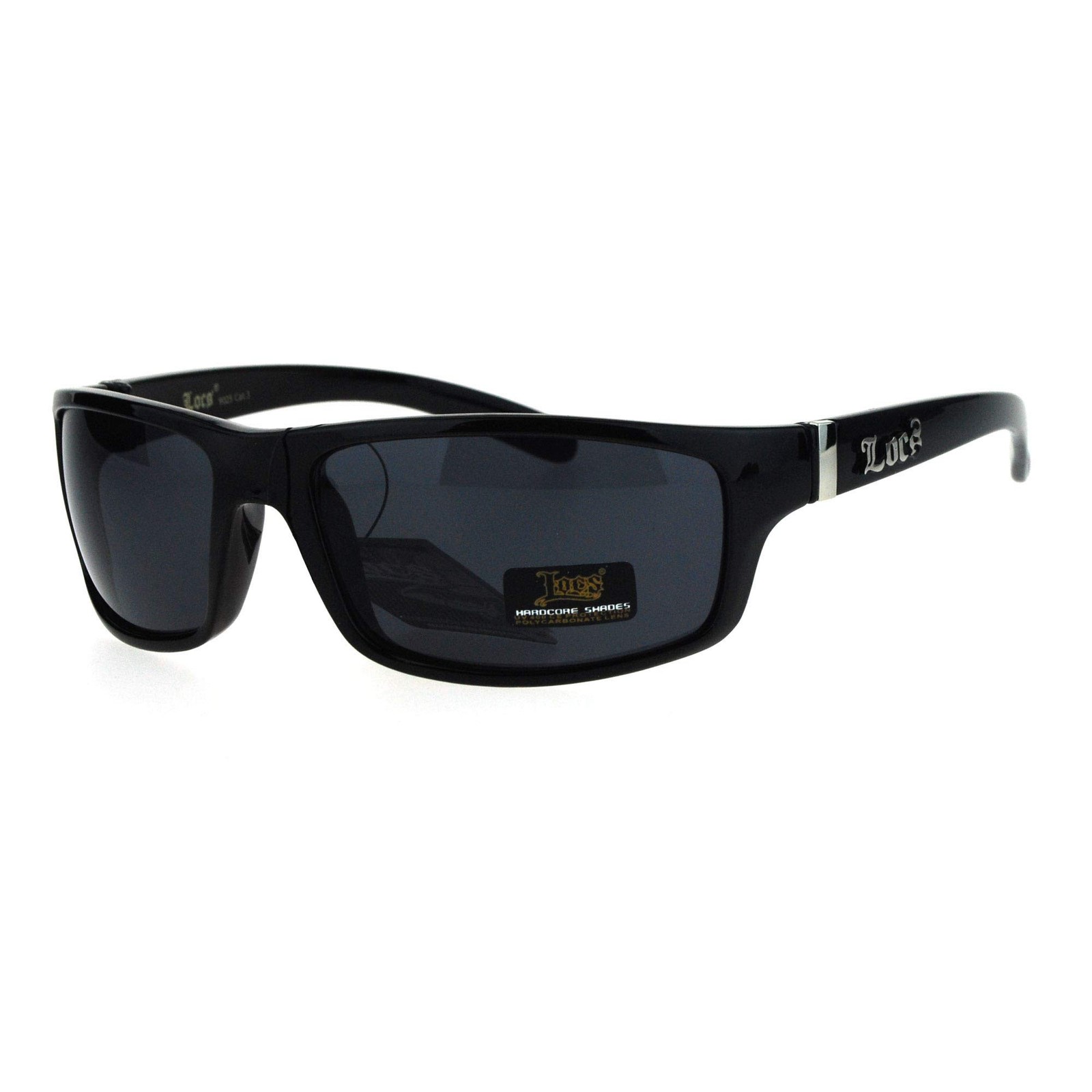 Locs All Black Rectangular Cholo Gangster Mad Dog Plastic One Size,