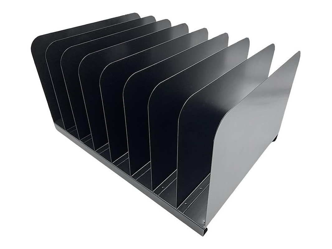 Applied Sciences Vertical 8 Slot Steel Desk Organizer/Sorter, Black