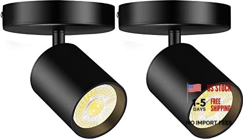 Flush Mount LED Ceiling Spotlight Dimmable Adjustable 2 Pack(3000K) Black