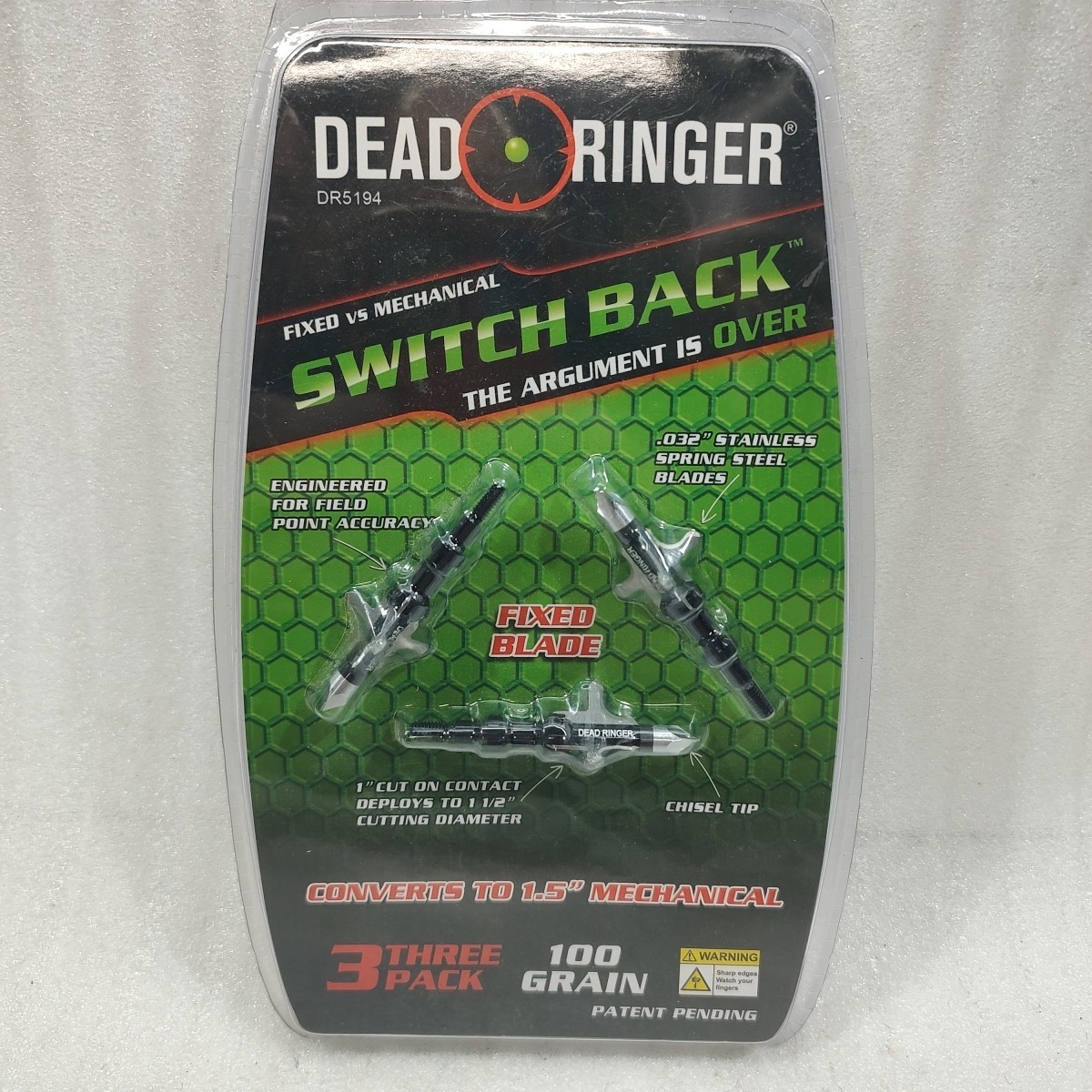 Crossbow Broadheads 100 Grain Dead Ringer DR5194 Fixed + Mechanical 1-1/2" New