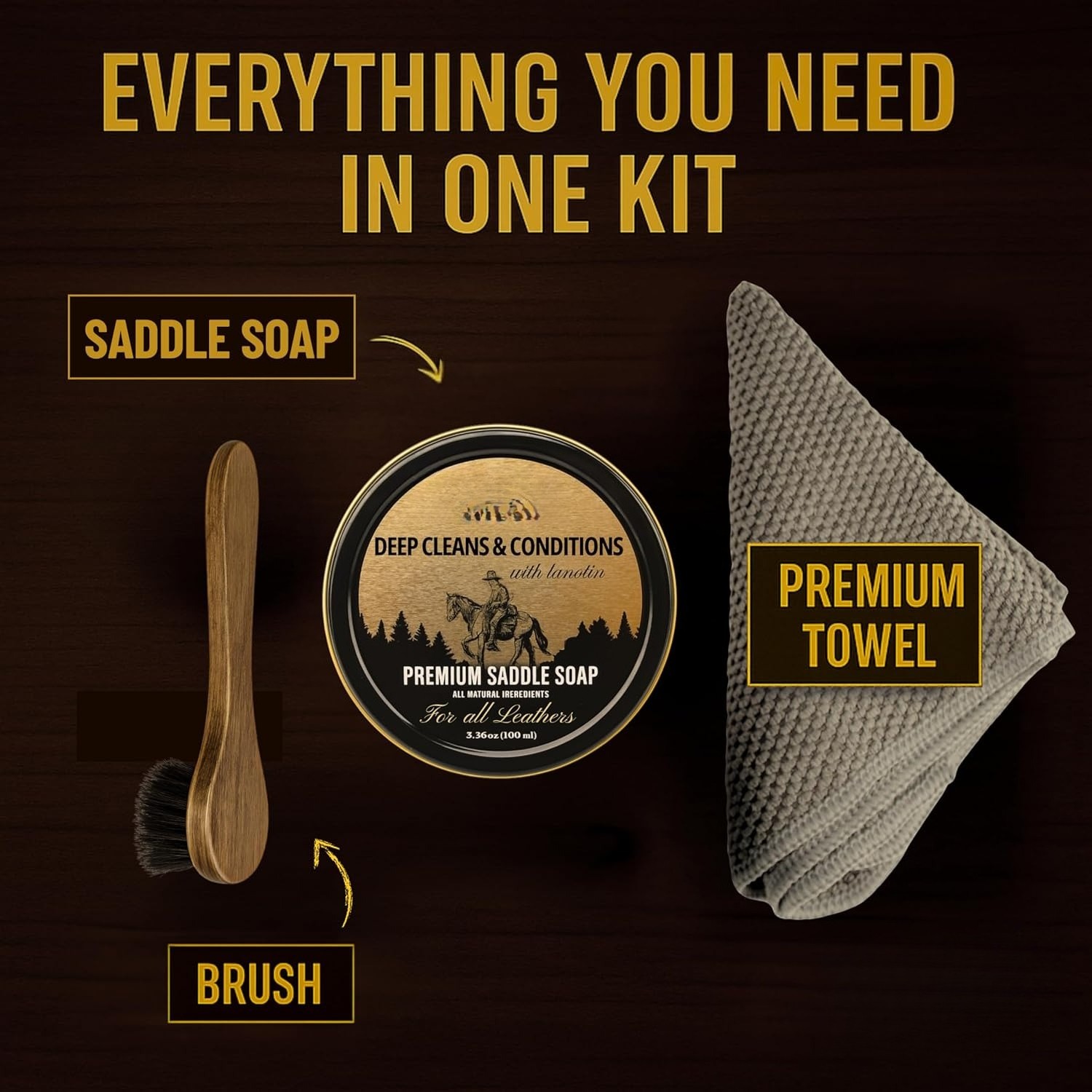 Leather Saddle Soap — Three-Piece Leather Cleaning Kit