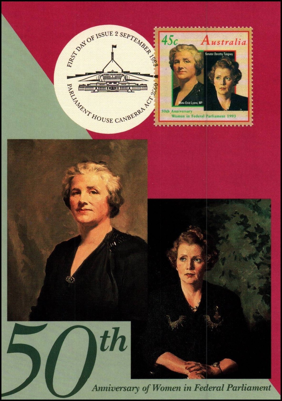 A4708 1993 Maxi 50th Anniversary Federal Parliament postcard