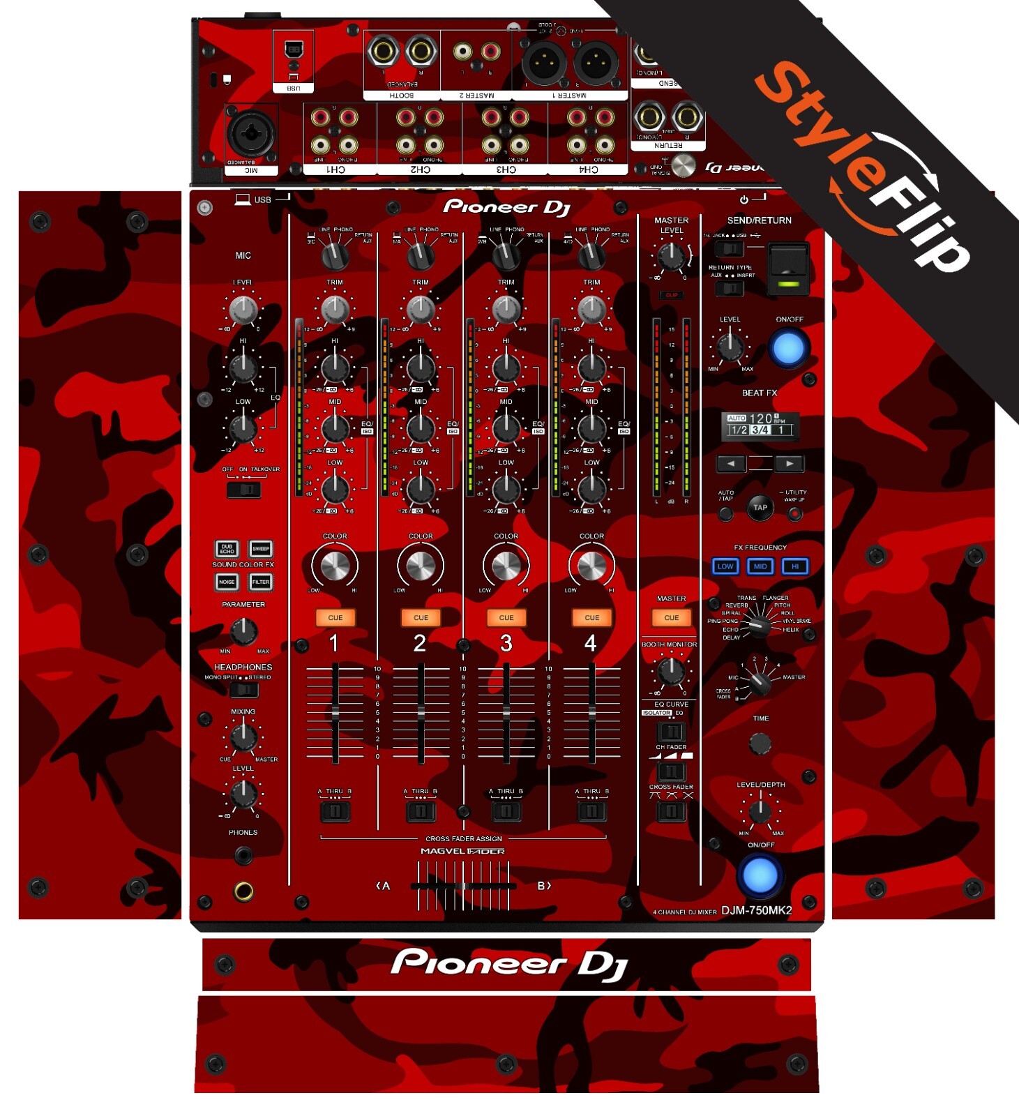Pioneer DJM-750 MK2 | Red Camo | Protective Decal | StyleFlip Skins