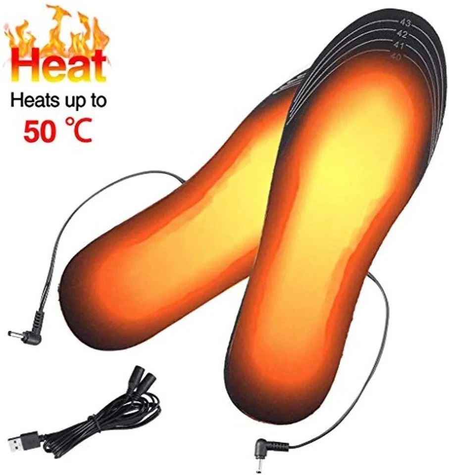 USB Electric Heated Shoe Insoles Warm Socks Feet Heater Foot Winter Warmer Pads