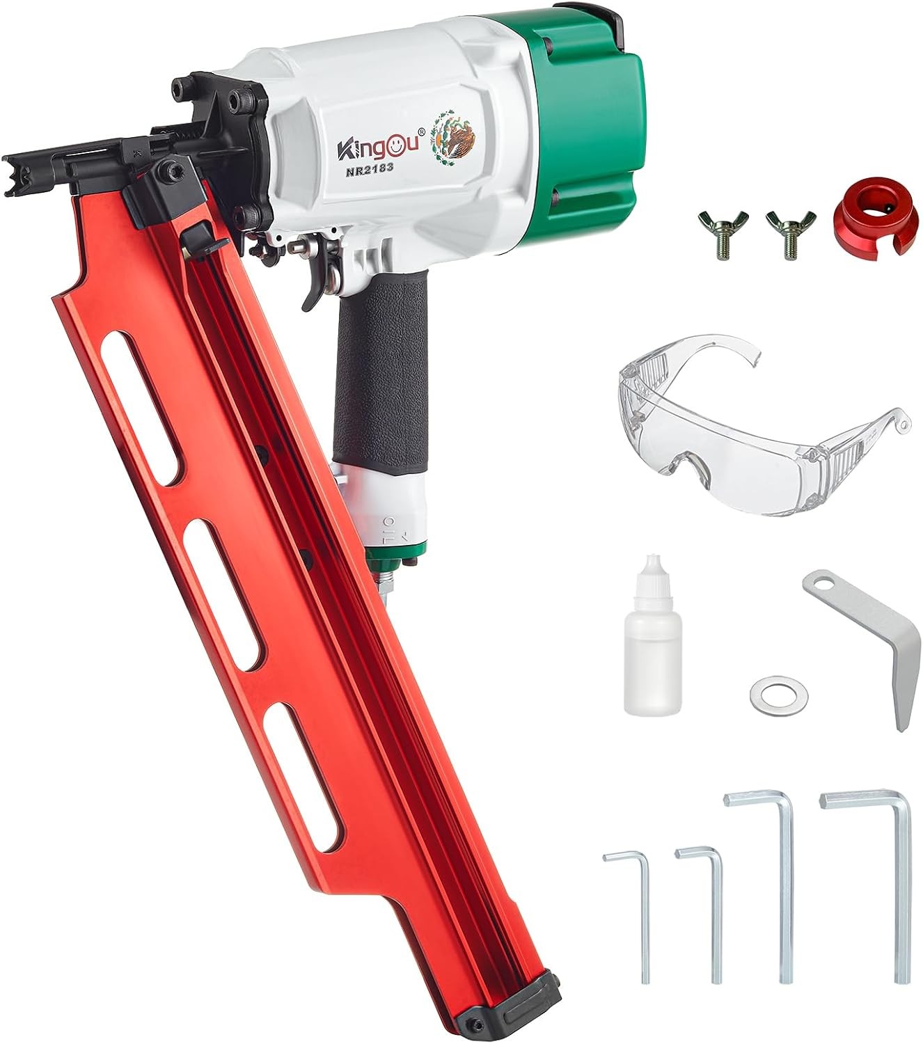 KingOu Mexican Style NR2183 21 Degree Aluminum Magazine Framing Nailer, Pneumati