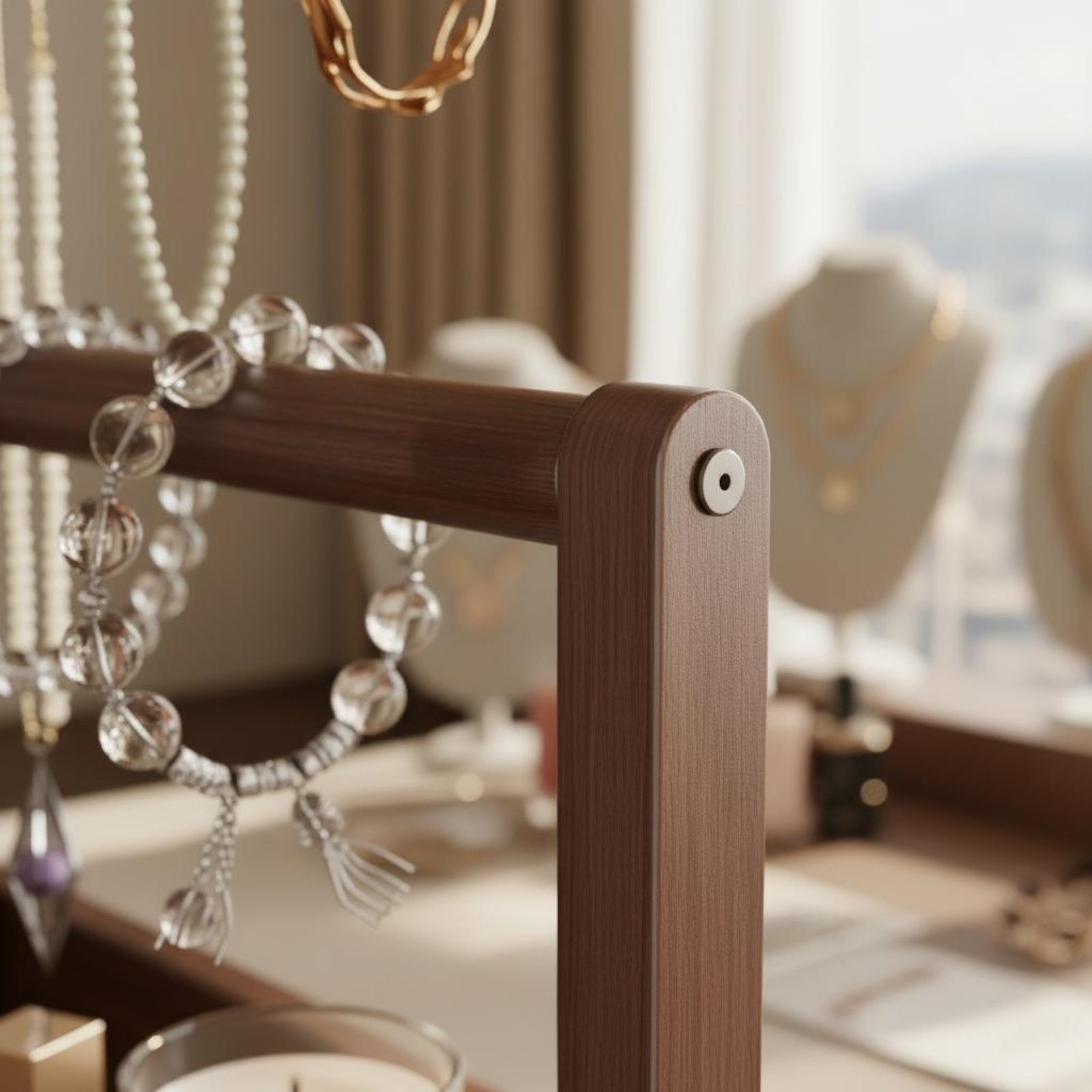 3 Tier Jewelry Stand Space Saving Necklace Rack with Tray Large Capacity