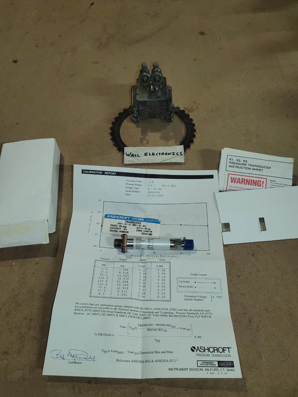 Ashcroft ASH-K1-5-M02-42-B4 Transducer 4-20ma 150psig