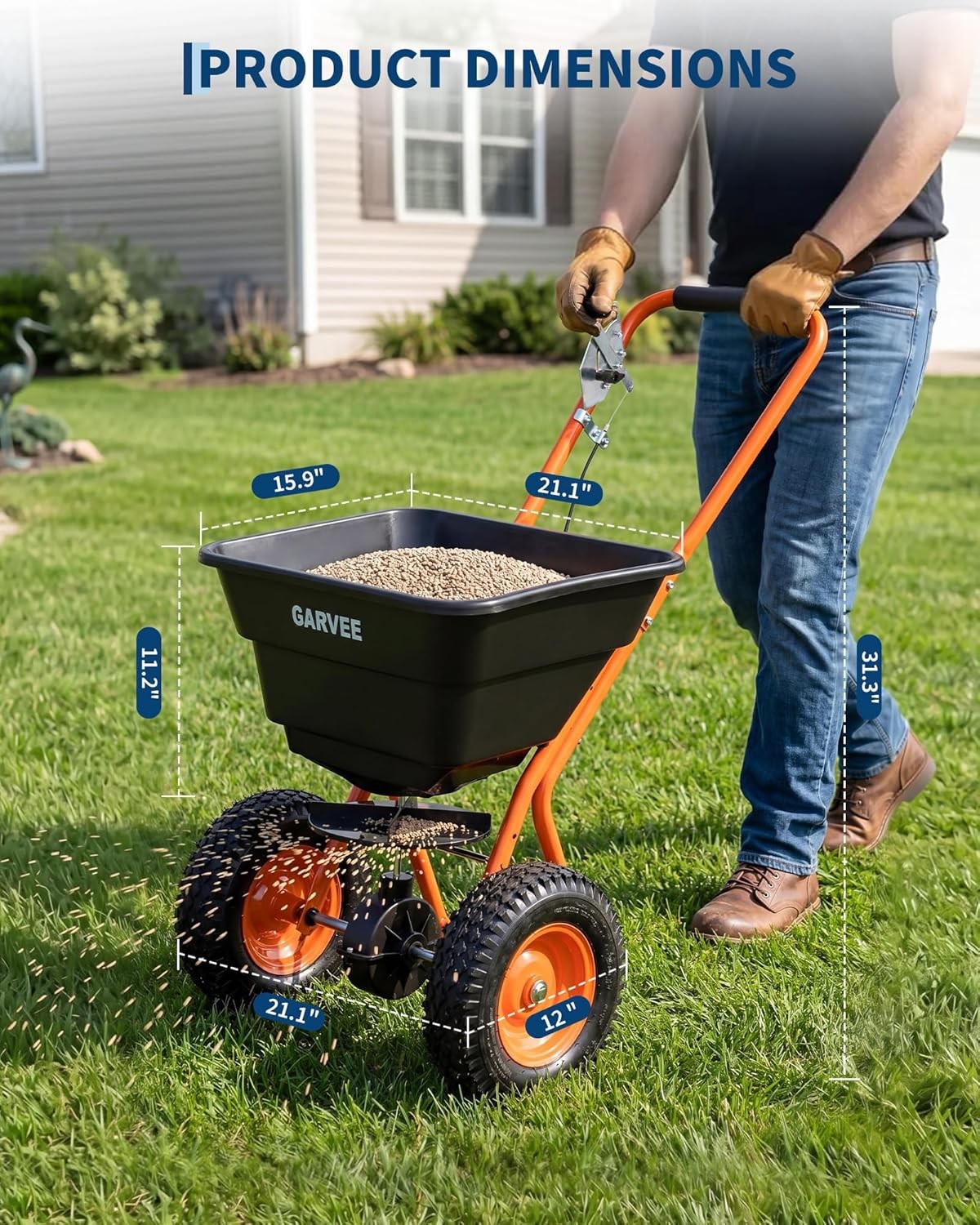 80 lbs Load 12FT Push Walk Behind Broadcast Spreader Fertilizer Seed Spreading