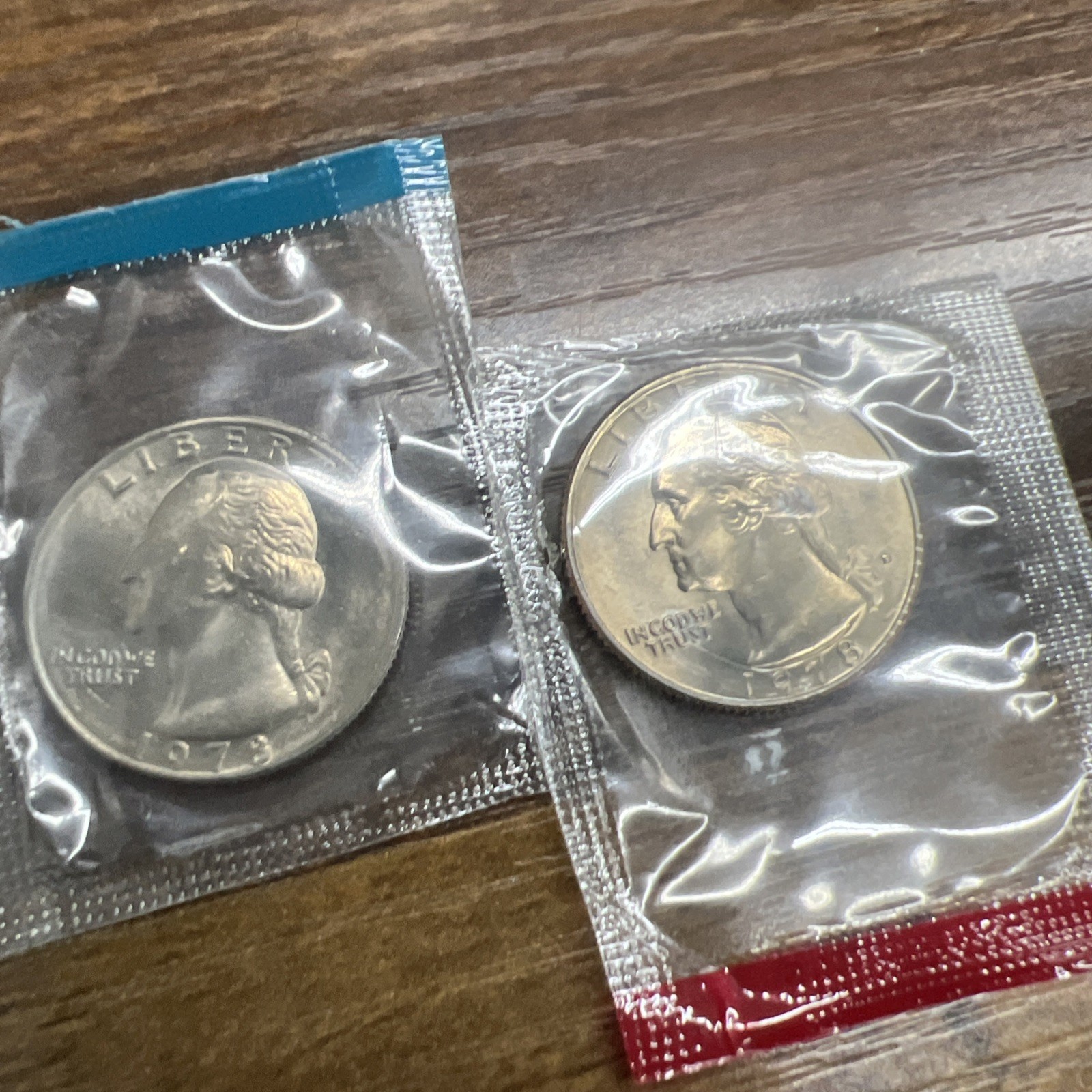 1978 P+D  Washington Quarters ~ Uncirculated in Cellophane from Mint Set