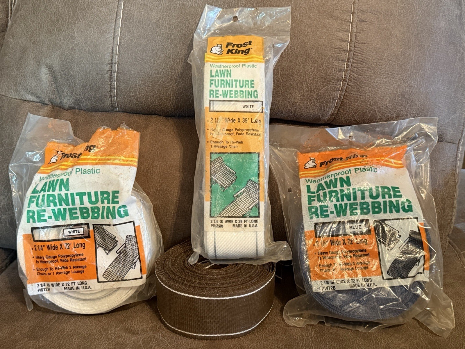 Frost King Lawn Furniture Re-Webbing Lot USA - White/Gray, Blue, Brown Bulk Deal