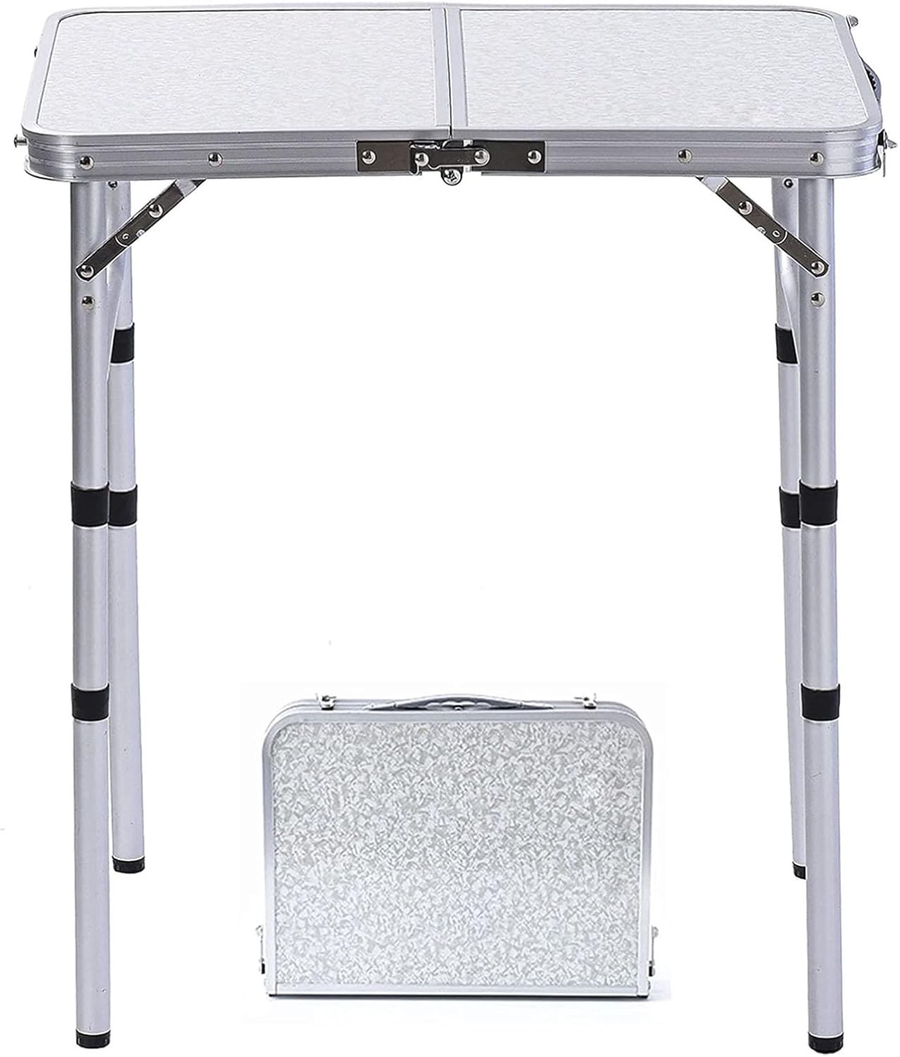 Small Folding Table Portable 24''Lx16''W Camping Table W/ Adjustable Height