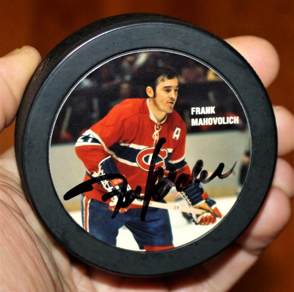 Frank "Big M" Mahovlich Signed Montreal Canadiens Picture Puck!