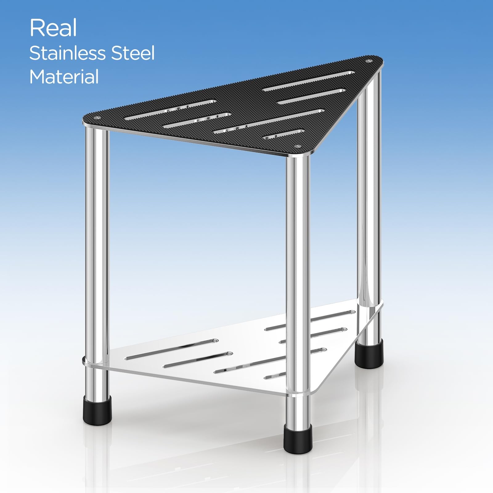 Stainless Steel Shower Stool for Inside 15.4'' H Foot Rest Corner with Storage