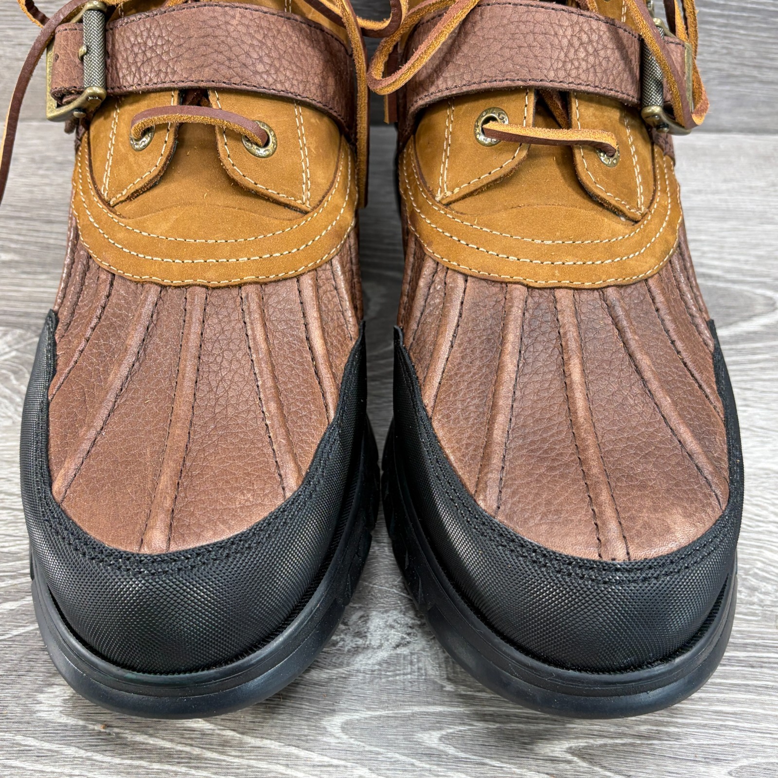 NEW Polo Ralph Lauren Mens 14 D Dover III Brown Leather Duck Ankle Boots Pony
