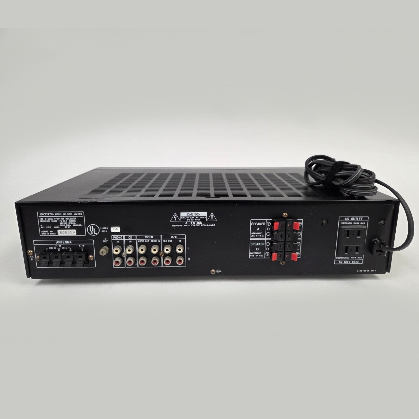 Sony STR-AV200 AM/FM AV/Stereo Receiver w/ Phono – Tested/ Working (USED)