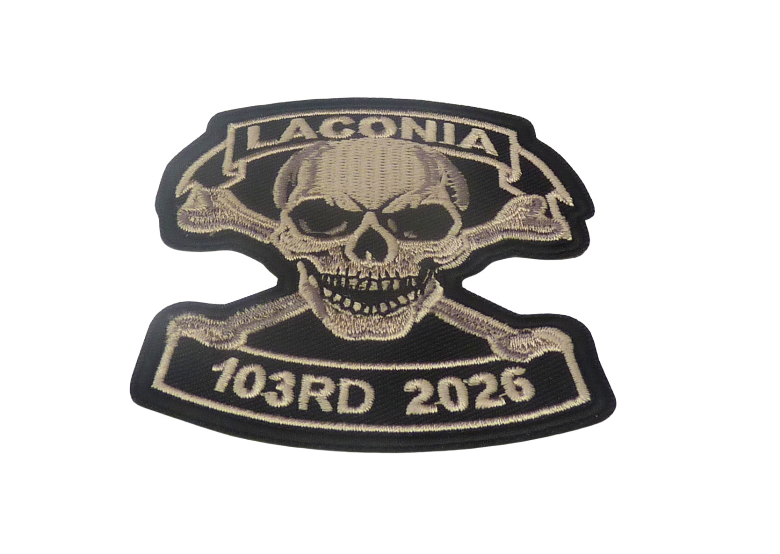 Laconia 103rd 2026 Skull and Crossbones Embroidered Patch.