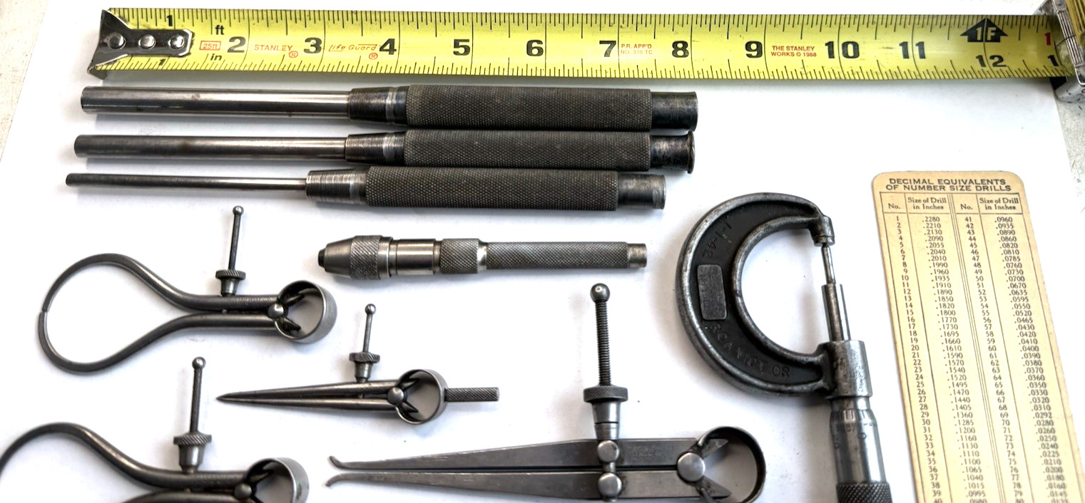 Vintage Lot Of Assorted Machinist Tools LUFKIN Used