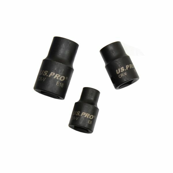 US PRO 17PC Impact E-Torx Socket Set 3/8" & 1/2" Drive E5–E24 CR-V Black Oxide