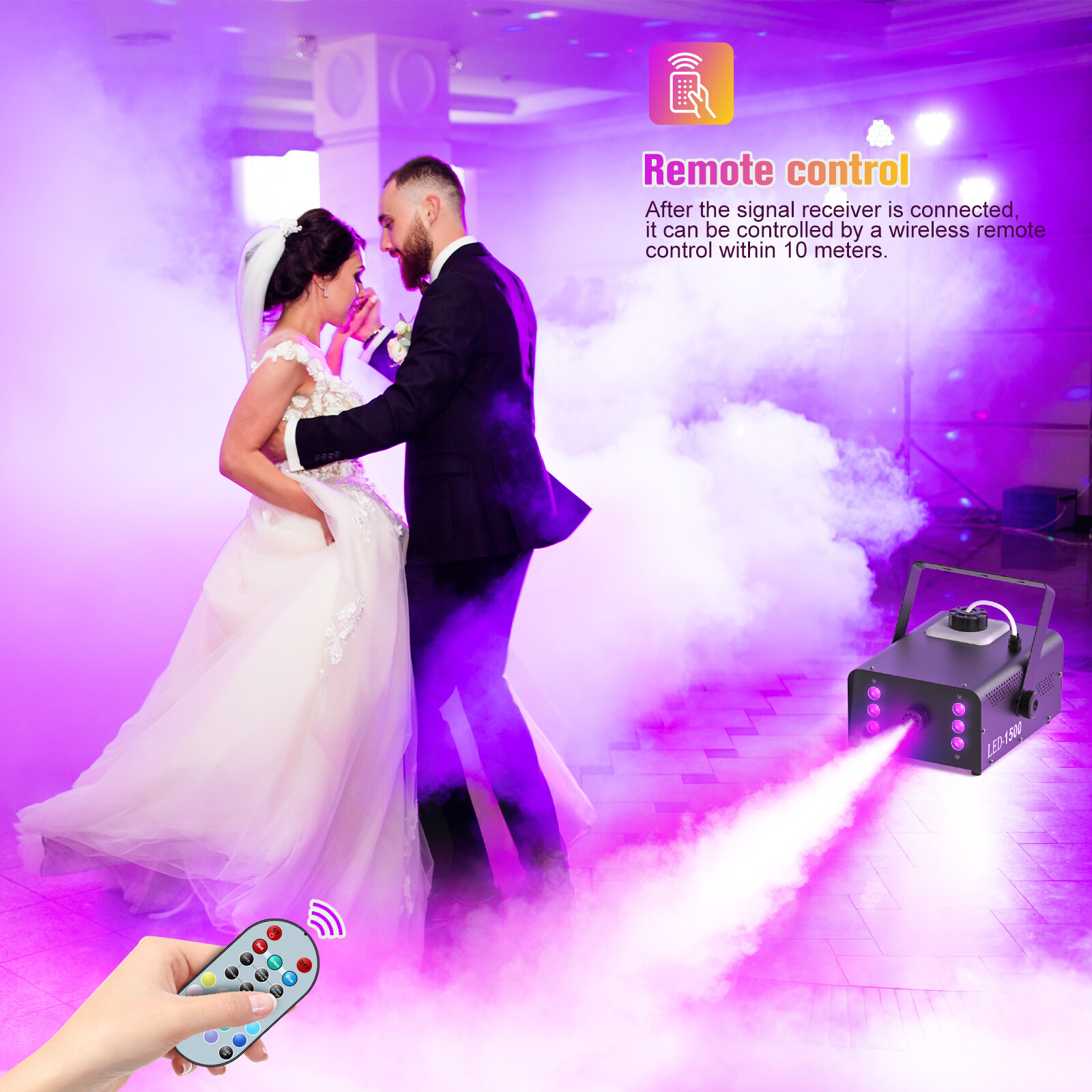 1500W Fog RGB 3in1 6 LED DJ Smoke Machine Stage Show Decor w/ Wireless Remote US