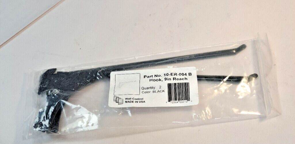 Wall Control 10-ER-004 B Pegboard 9" Reach Extended Slotted Hook Pair, Black