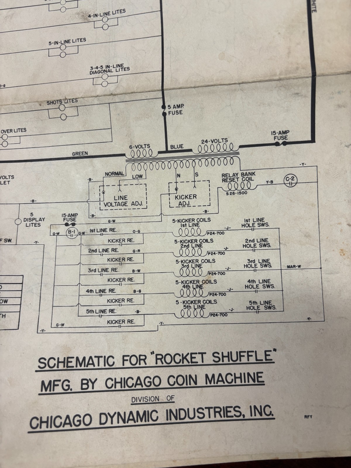 ORIGINAL-CHICAGO COIN-ROCKET SHUFFLE-SCHEMATICS