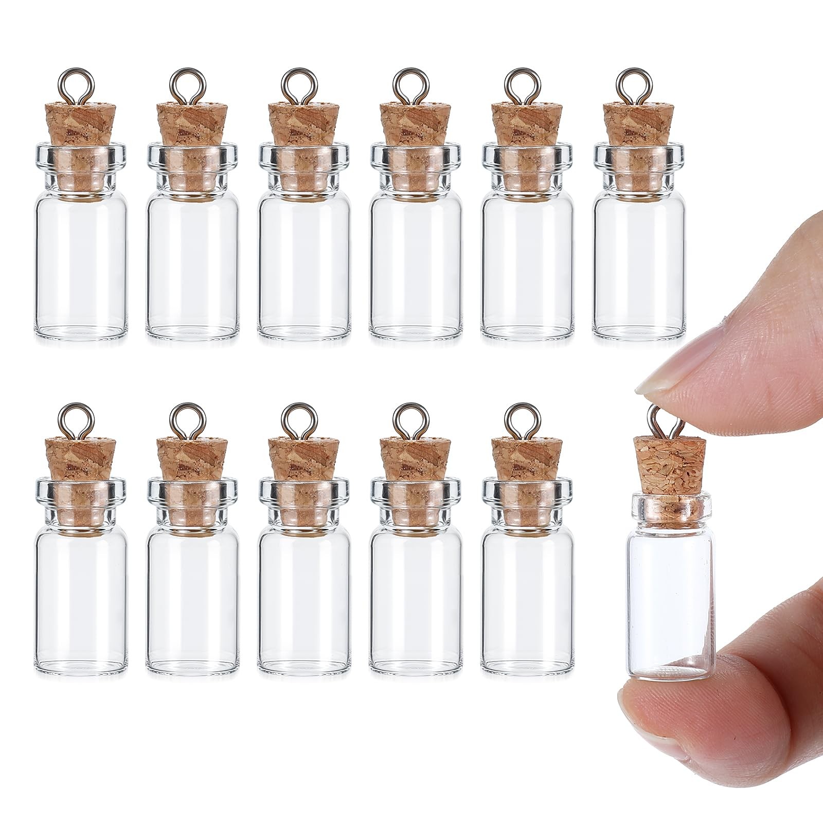 12Pcs Mini Glass Bottles with Cork 1.5ml Tiny Jars for Crafts & Decor