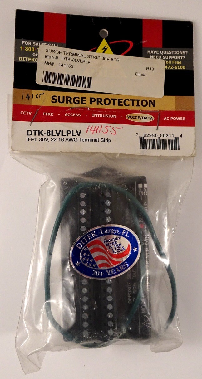Ditek DTK-8LVLPLV Voice, Data and Signaling Circuit Surge Protector, New