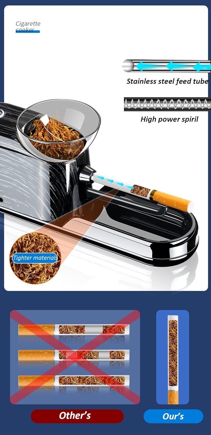 Electric Cigarette Rolling Machine, Portable Tobacco Injector Machine can Grind