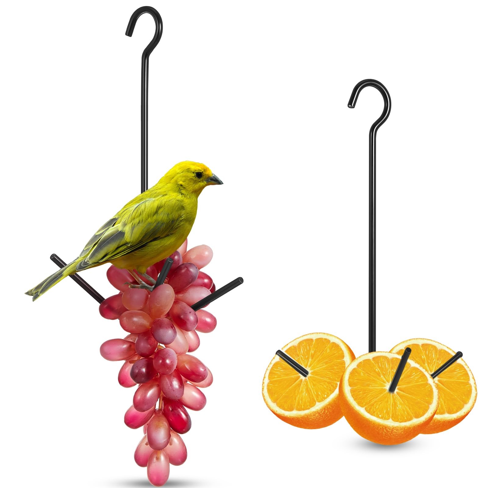 Zonon 2 Pcs Oriole Bird Feeder Hanging Orange Fruit with 3 Prongs