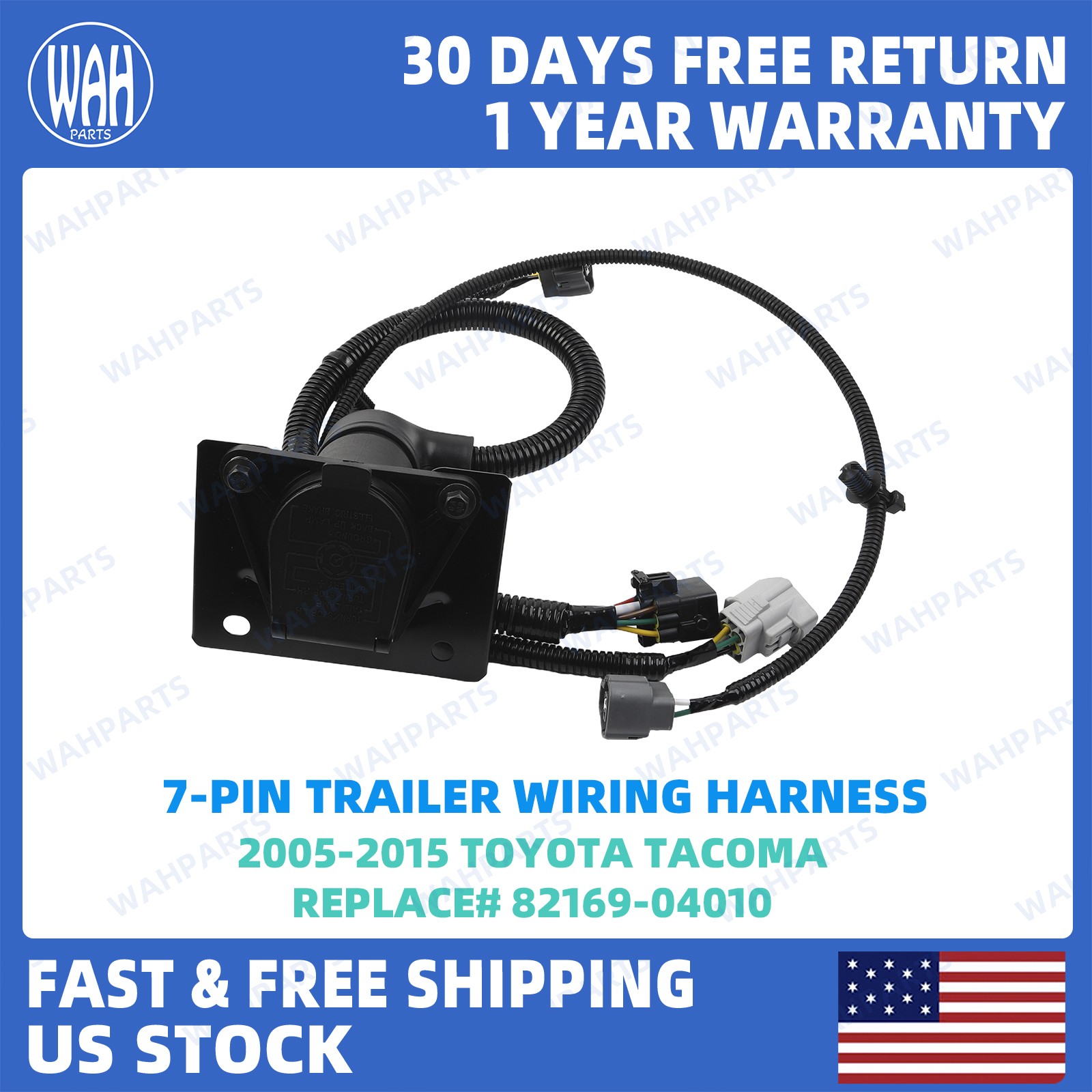 For 2005-2015 Toyota Tacoma Trailer Tow Hitch Wiring Harness 7pin 82169-04010