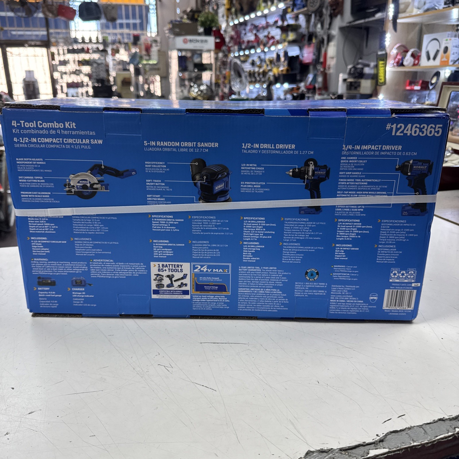 = Kobalt 4 Tool Combo Kit 4-1/2" Compact Circular Saw Sander Drill Driver Impact