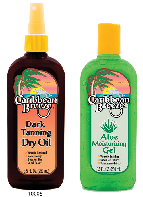Caribbean Breeze Dark Tan Dry Oil & Aloe Moisturizing Gel Indoor Outdoor tan bed