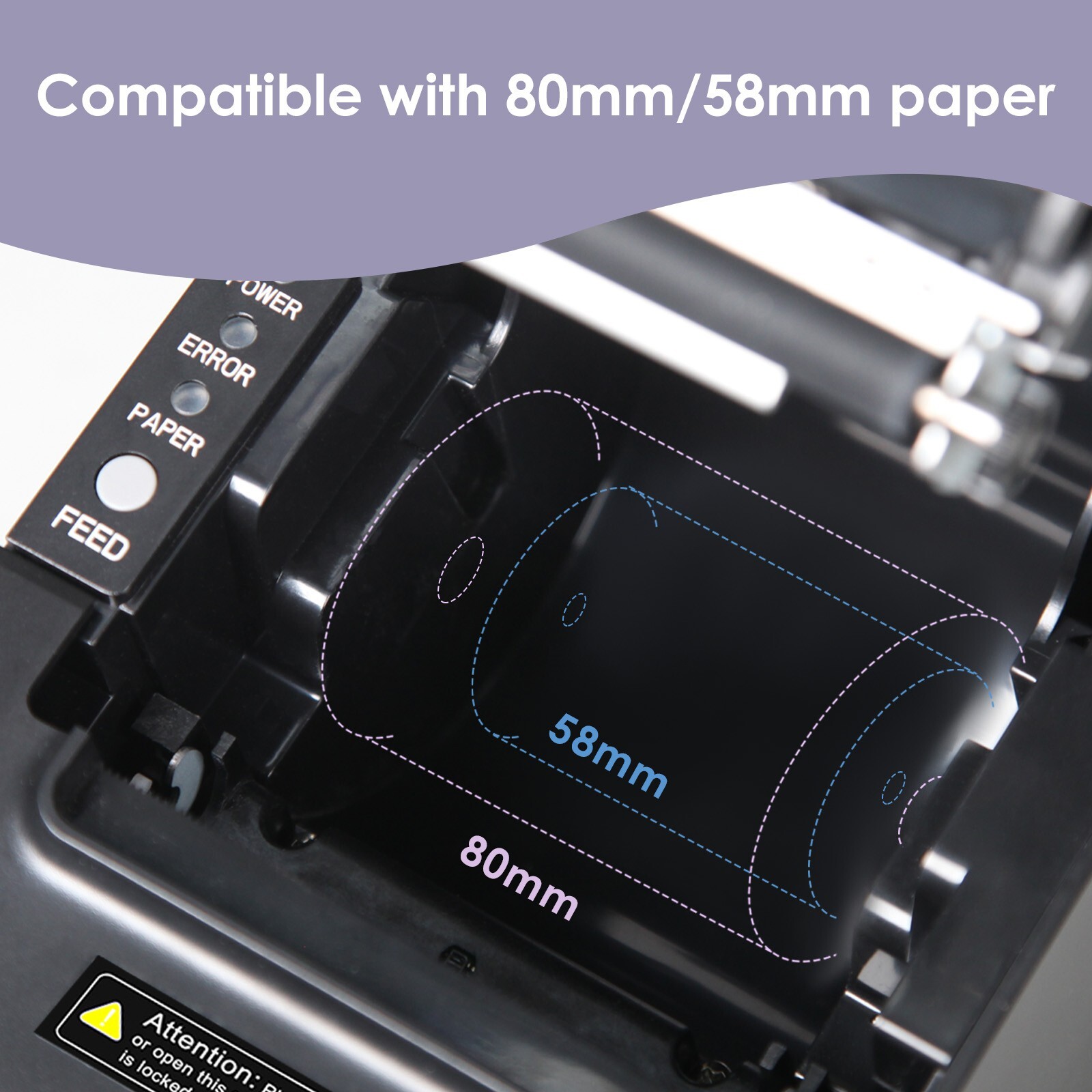 Thermal Receipt Printer 80mm POS Label Printer Serial USB Network Interface