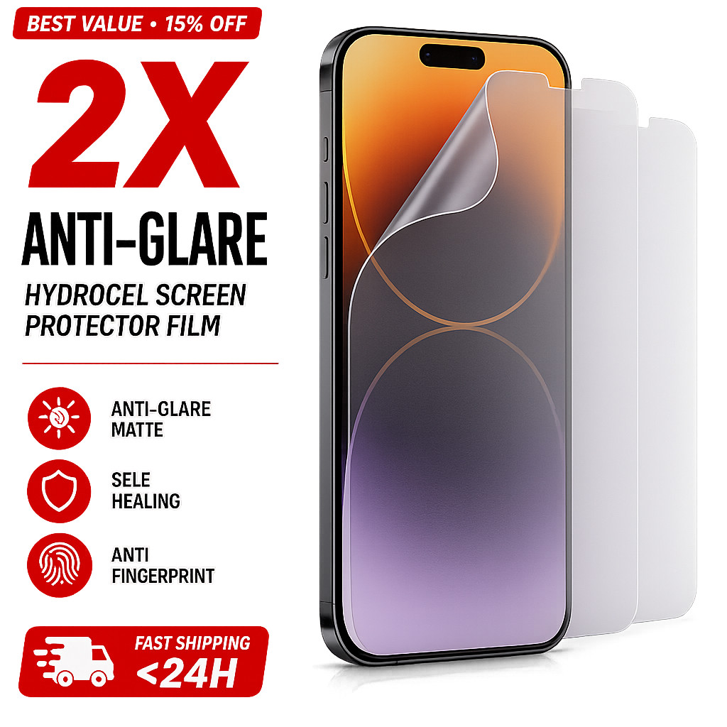 2X Anti-Glare Matte Hydrogel Screen Protector For iPhone 17 16 15 14 13 12 XR