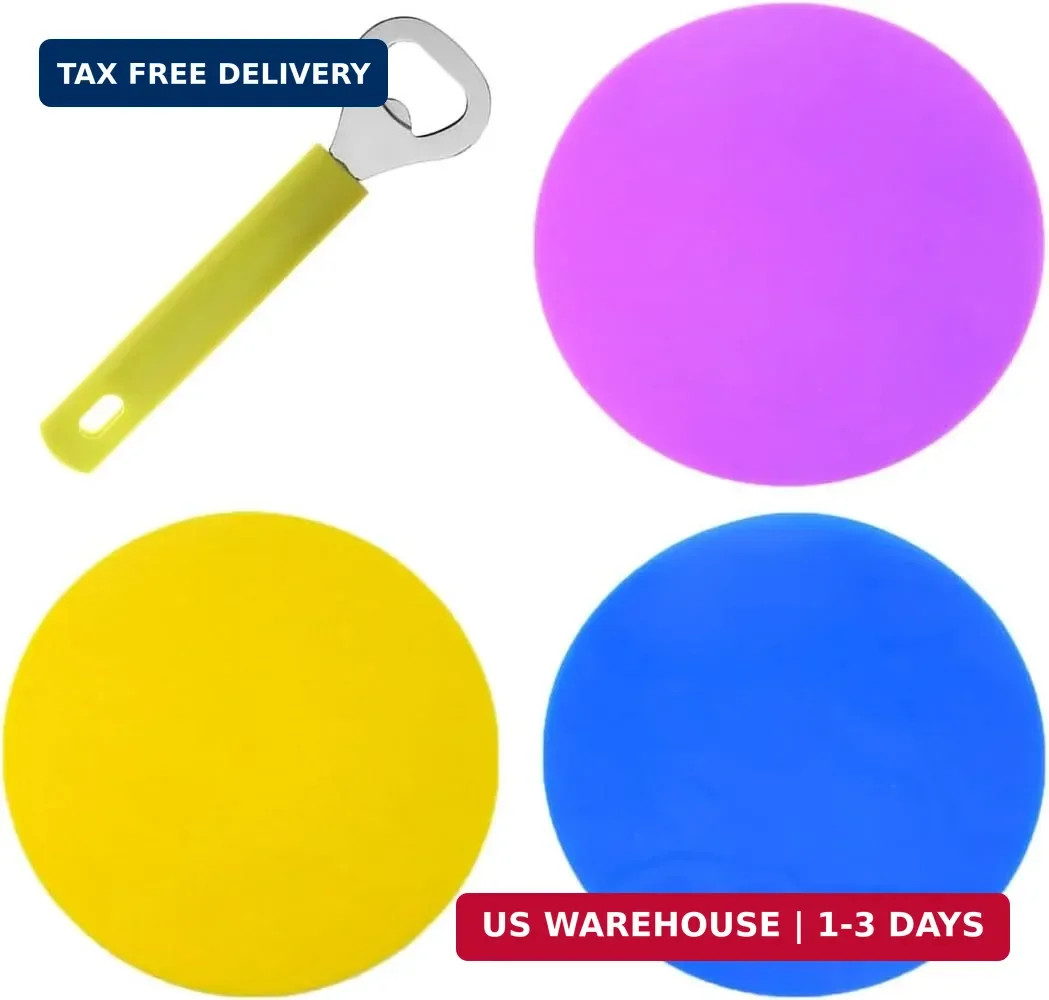 4 Pack Rubber Jar Lid Opener Gripper Pads for Weak Hands Seniors Kitchen - NEW