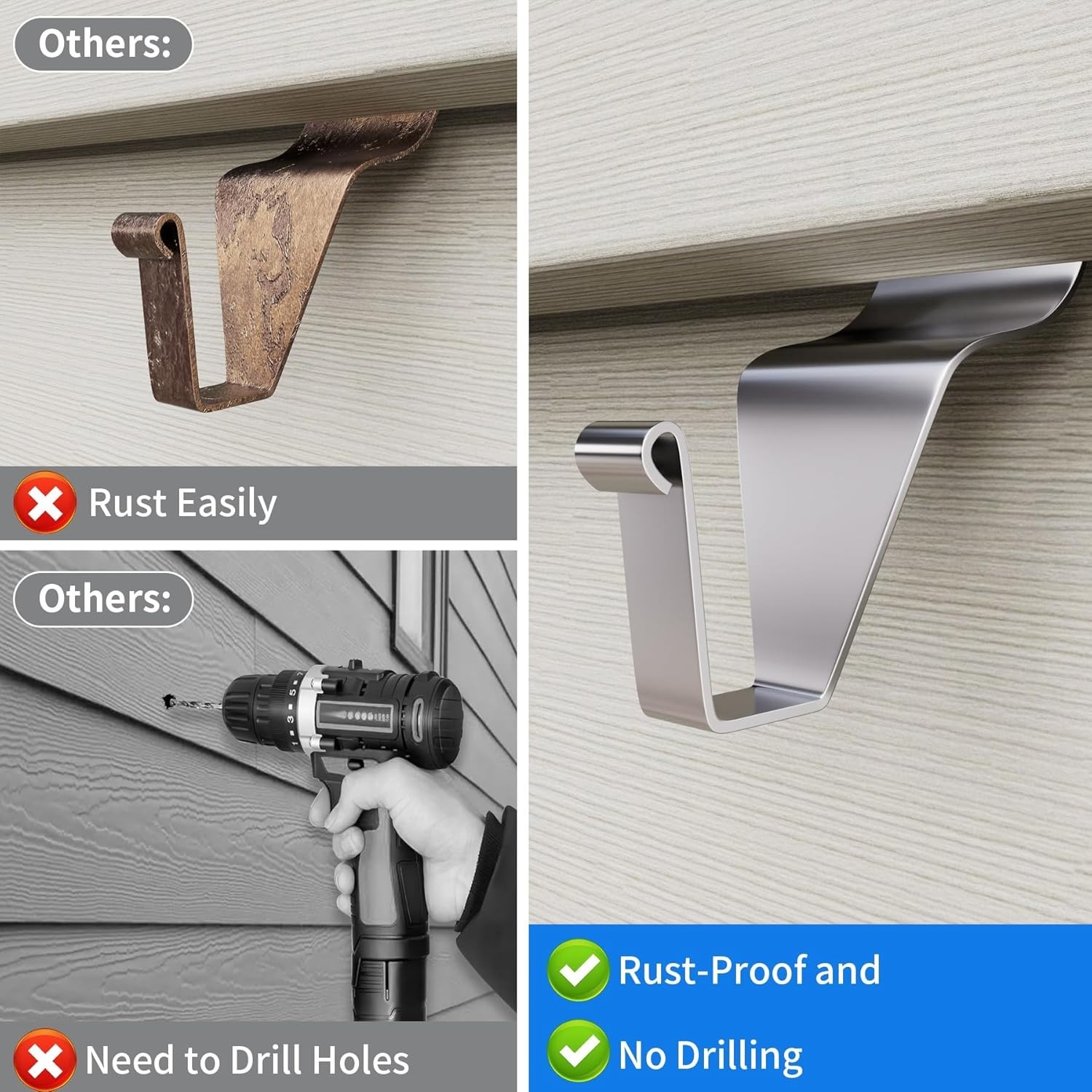 Rust-Resistant Vinyl Siding Clips - Quick Install Heavy Duty Hooks (10 Count)
