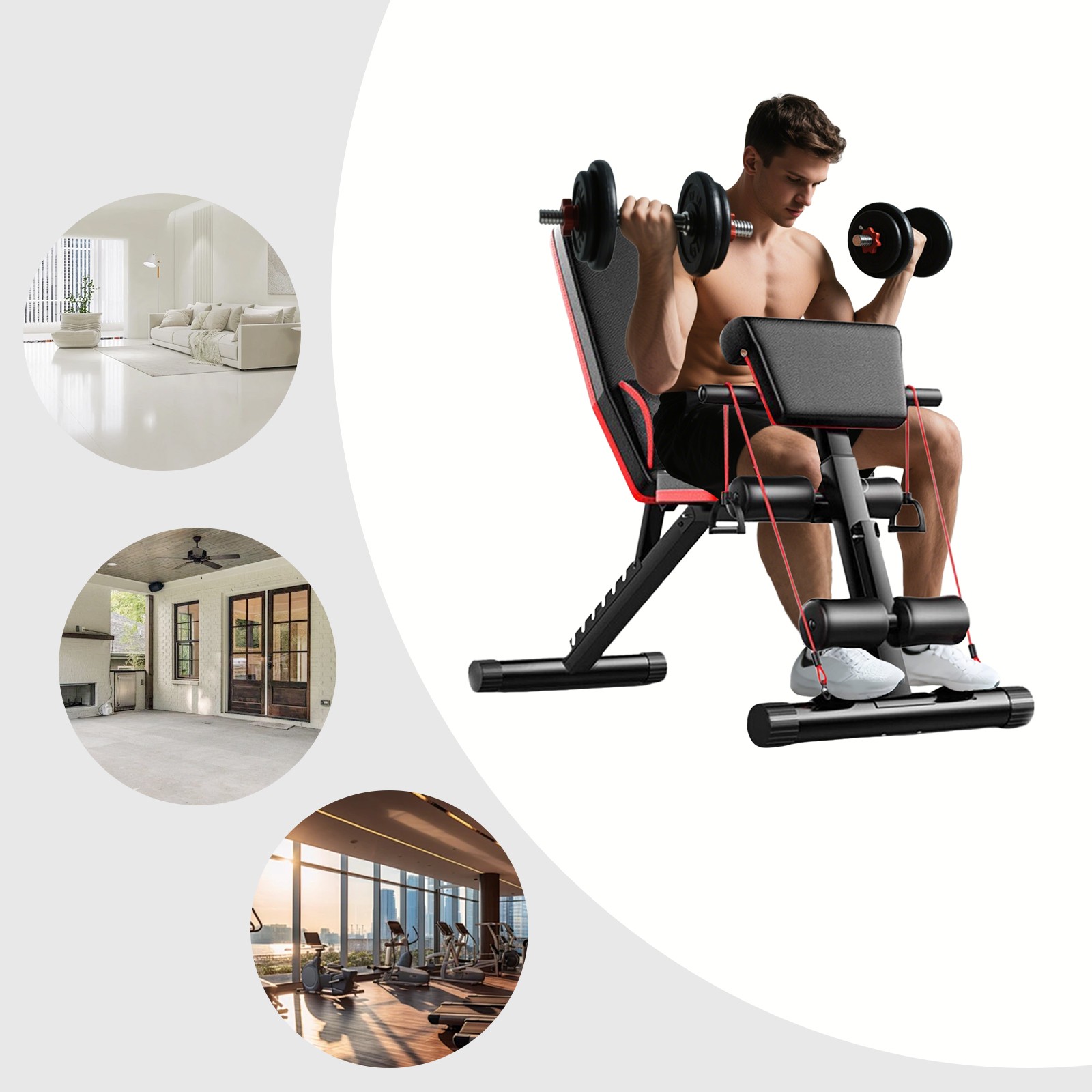 Adjustable Workout Bench Foldable Utility Weight Bench Home Gym Strength Train