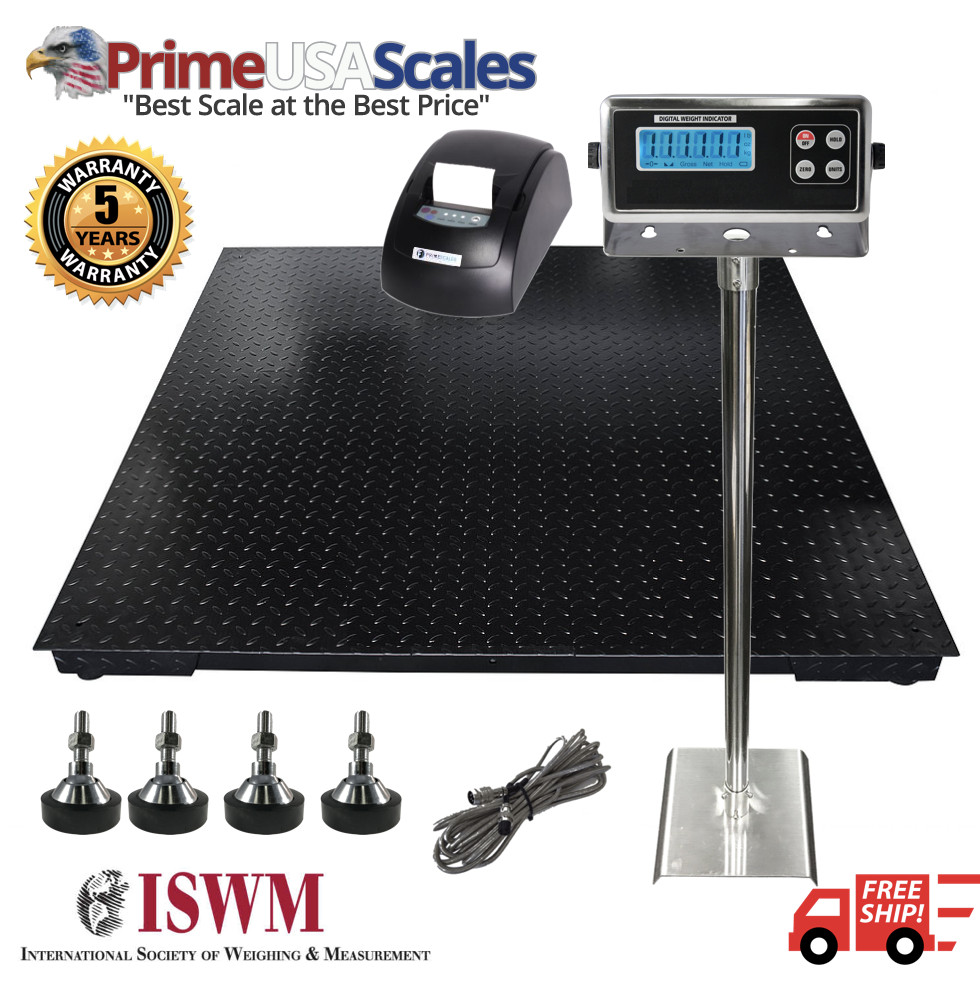 4x4 Floor Scale 48"x48" Indicator Stand Printer 10,000 lb x 1 lb 5 Year Warranty