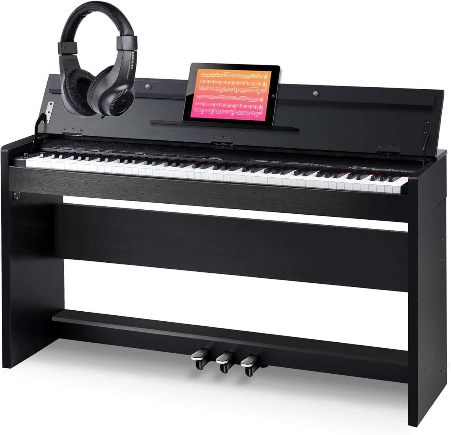 88-key heavy hammer-action digital piano, equipped with a stand and three pedals