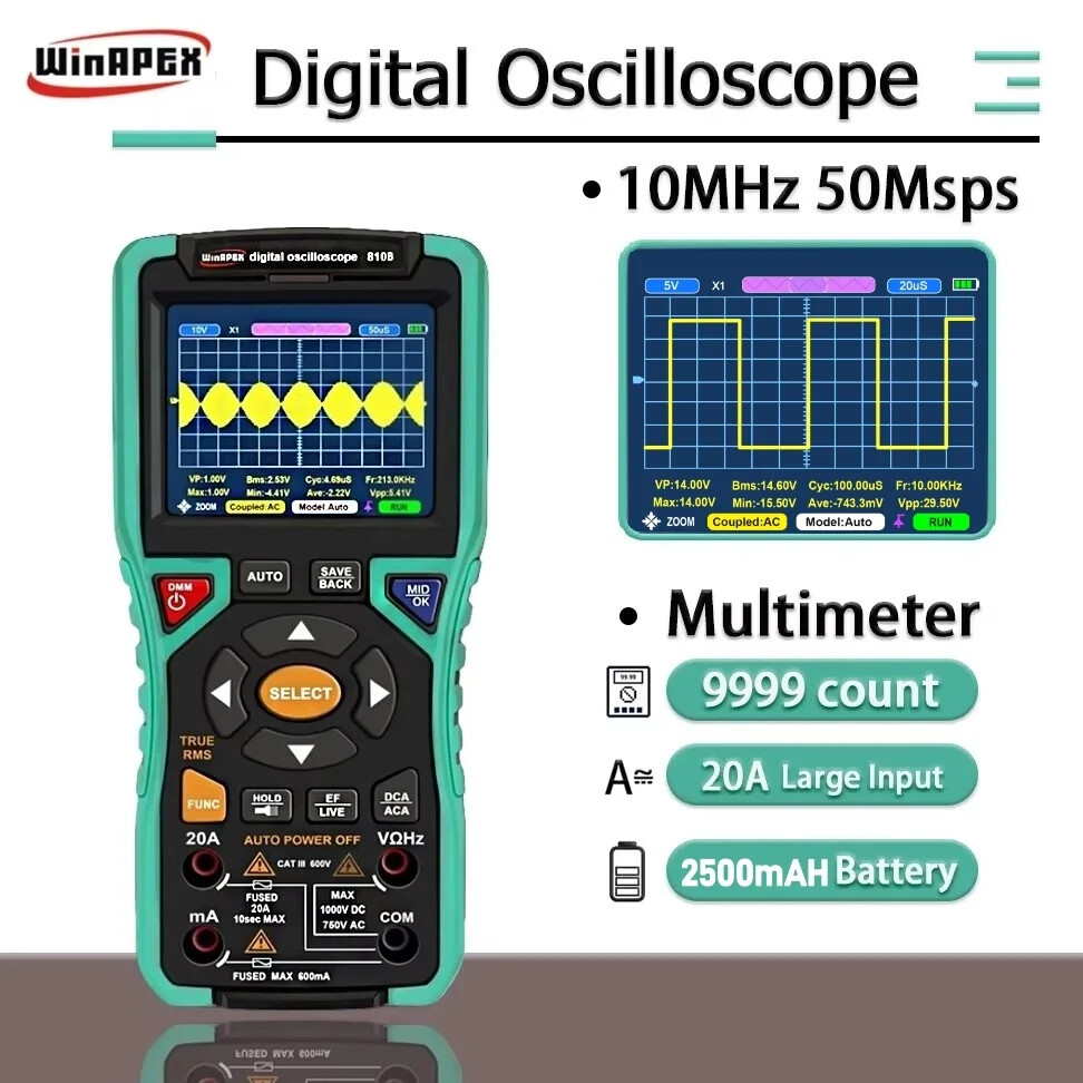WinAPEX 810B 2IN1 Professional Oscilloscope Ture-RMS Digital Multimeter