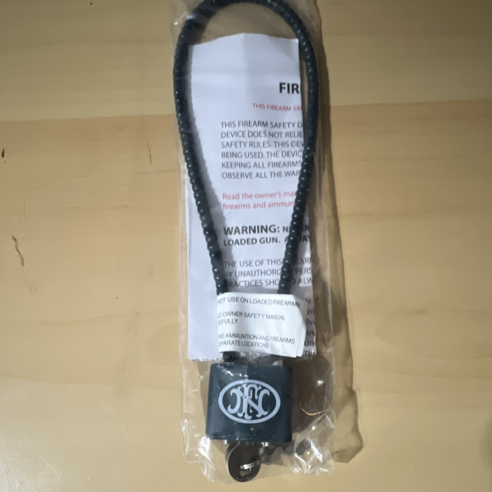 FNH Steel Security Cable Lock Black Regular Lock for Revolver Shotgun Pistol