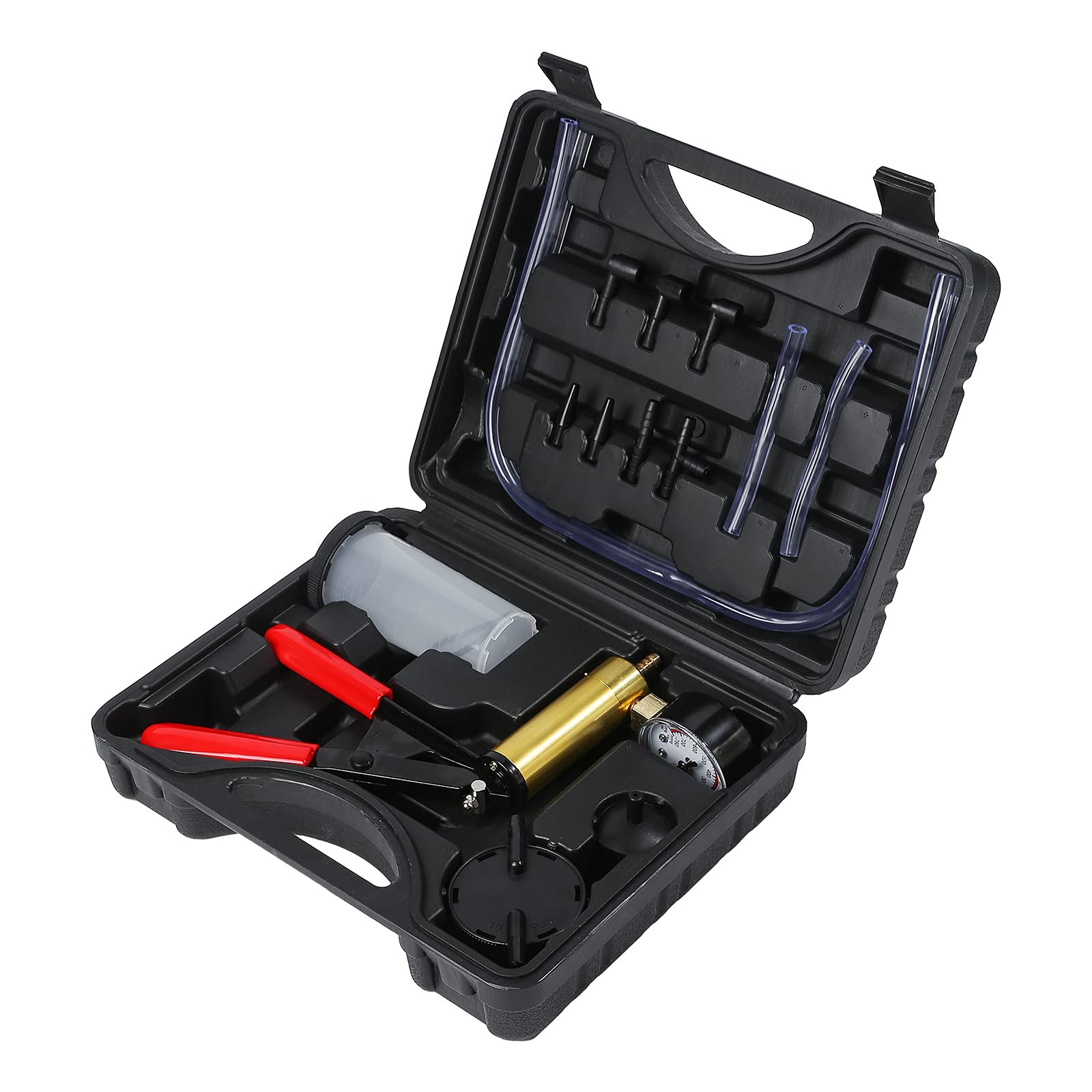 Handheld Vacuum Pump Brake Bleeder Kit with Pressure Gauge & Hoses