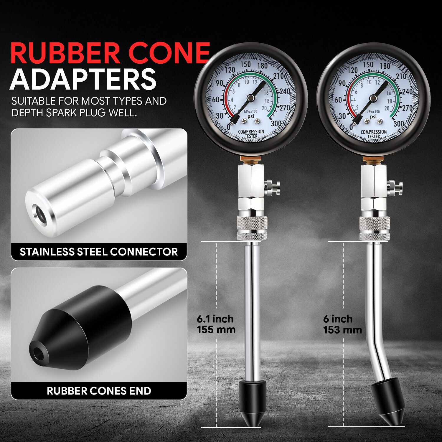 8 pcs Engine Cylinder Compression Auto Motorcycle Car Tester Detector Tool Kit